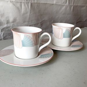 Noritake Ocean Melody Cup and Saucer Sets X2 Vintage